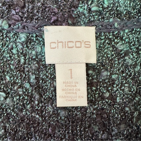 Chicos Women M  Long Sleeveless Cardigan Sweater Purple Duster Jewel Tones Knit - Picture 2 of 11